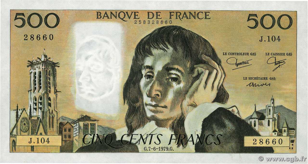 500 Francs PASCAL FRANCIA  1979 F.71.20 EBC+