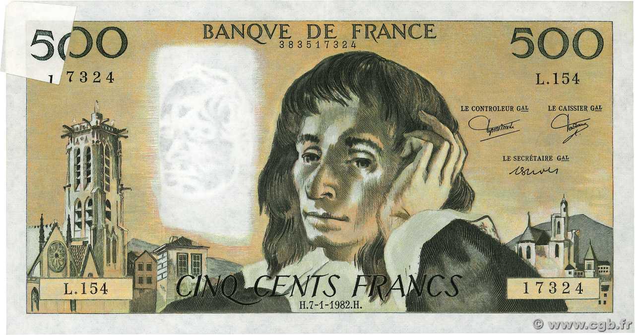 500 Francs PASCAL Fauté FRANCIA  1982 F.71.26 EBC+