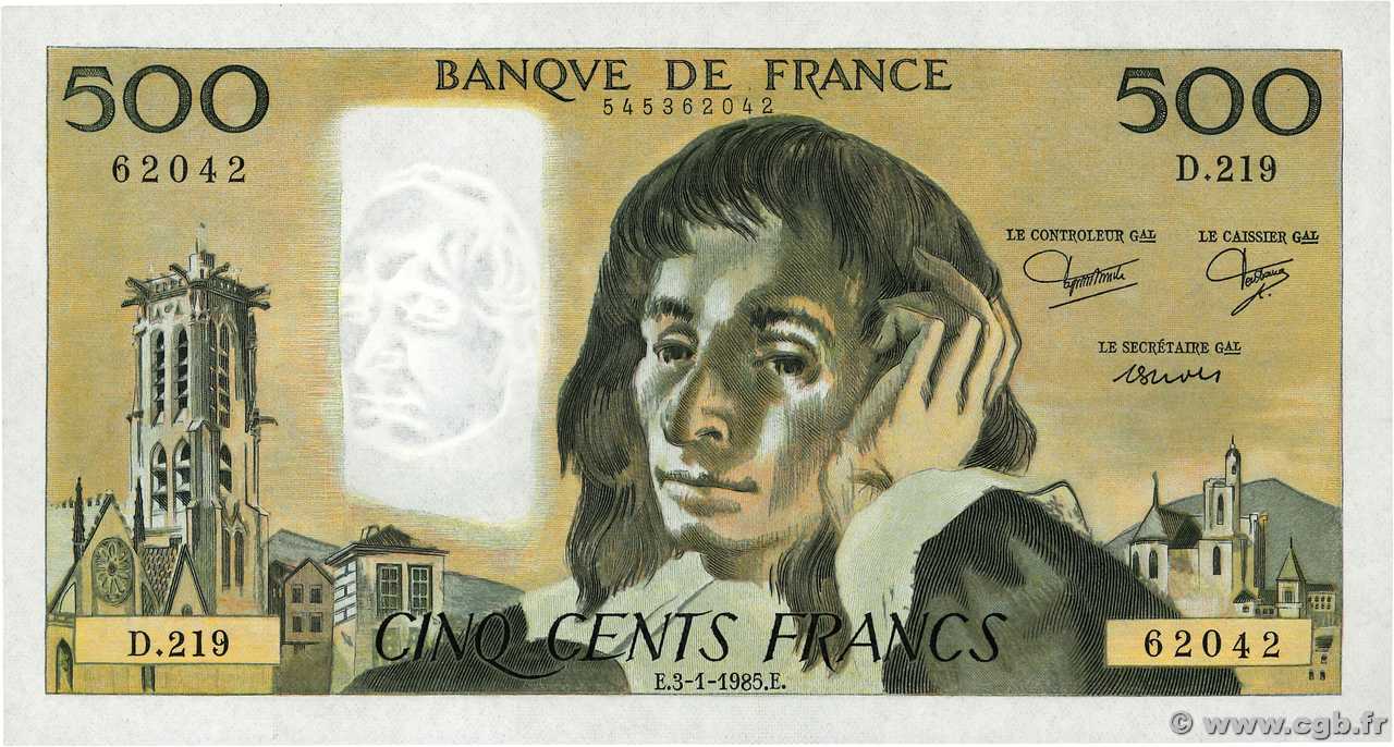 500 Francs PASCAL FRANCIA  1985 F.71.32 SC+