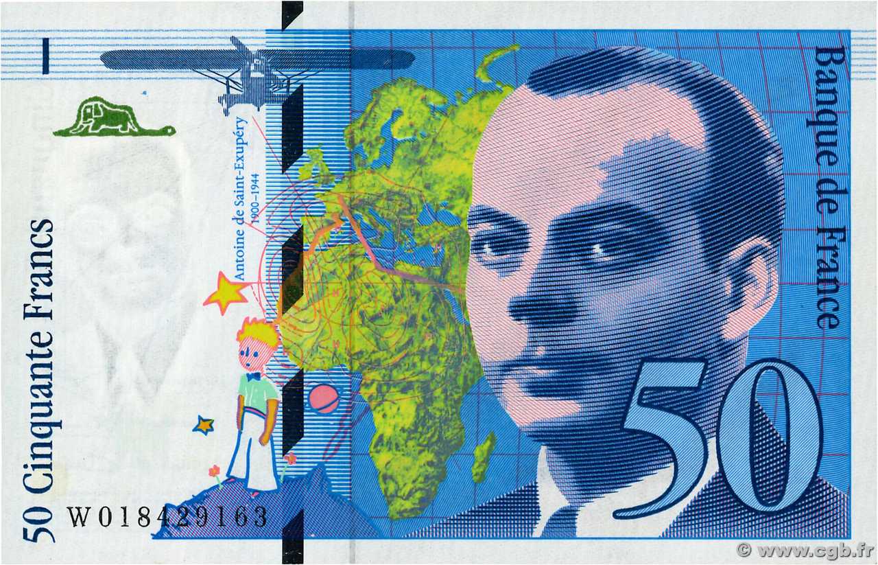 50 Francs SAINT-EXUPÉRY modifié FRANCE  1994 F.73.01b SPL