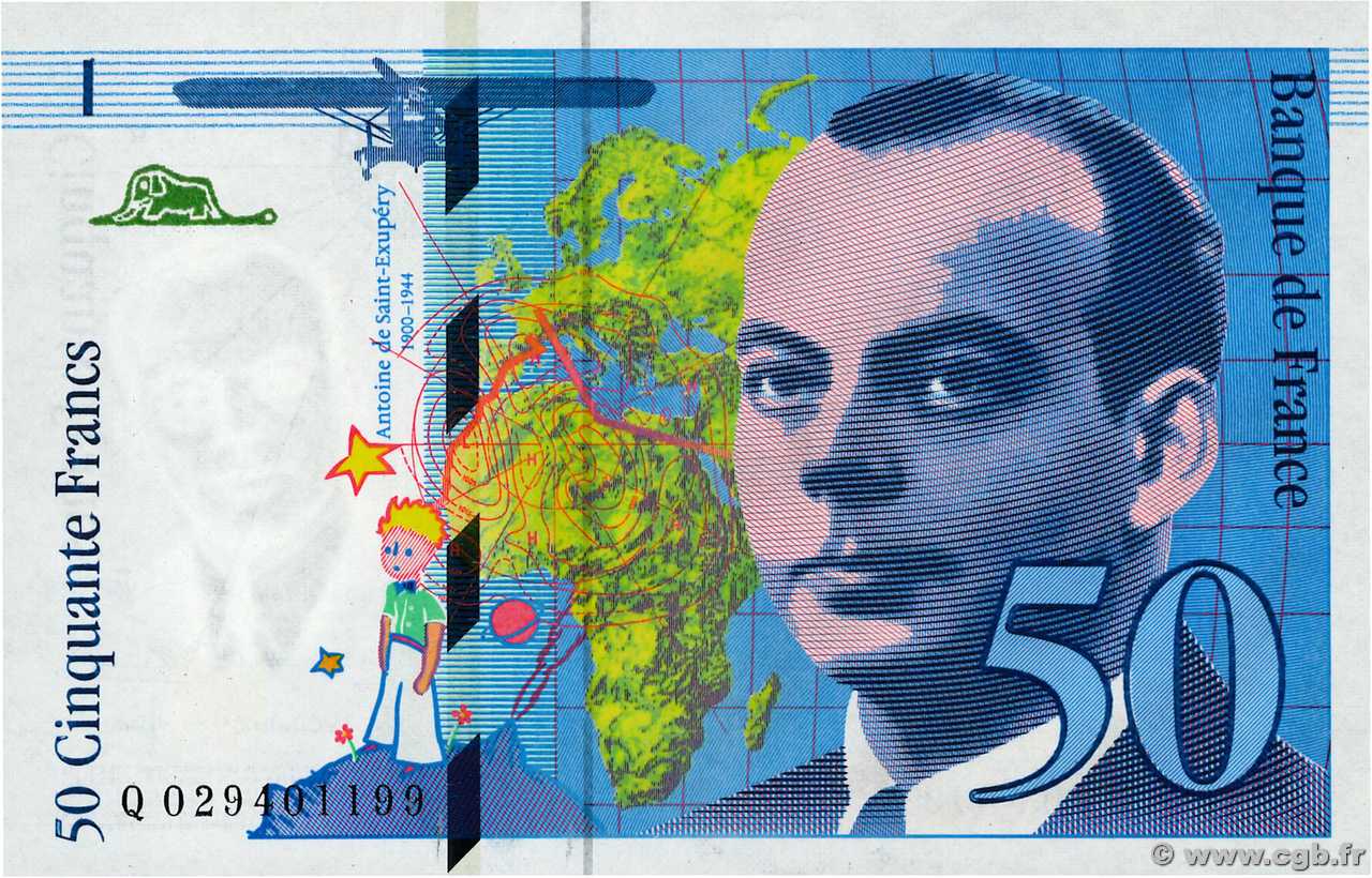 50 Francs SAINT-EXUPÉRY modifié FRANCE  1996 F.73.02 UNC