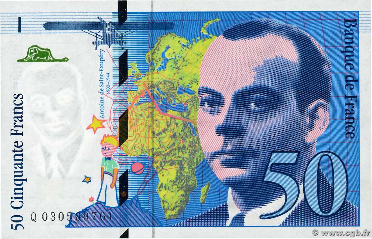 50 Francs SAINT-EXUPÉRY modifié FRANCIA  1997 F.73.04 q.FDC