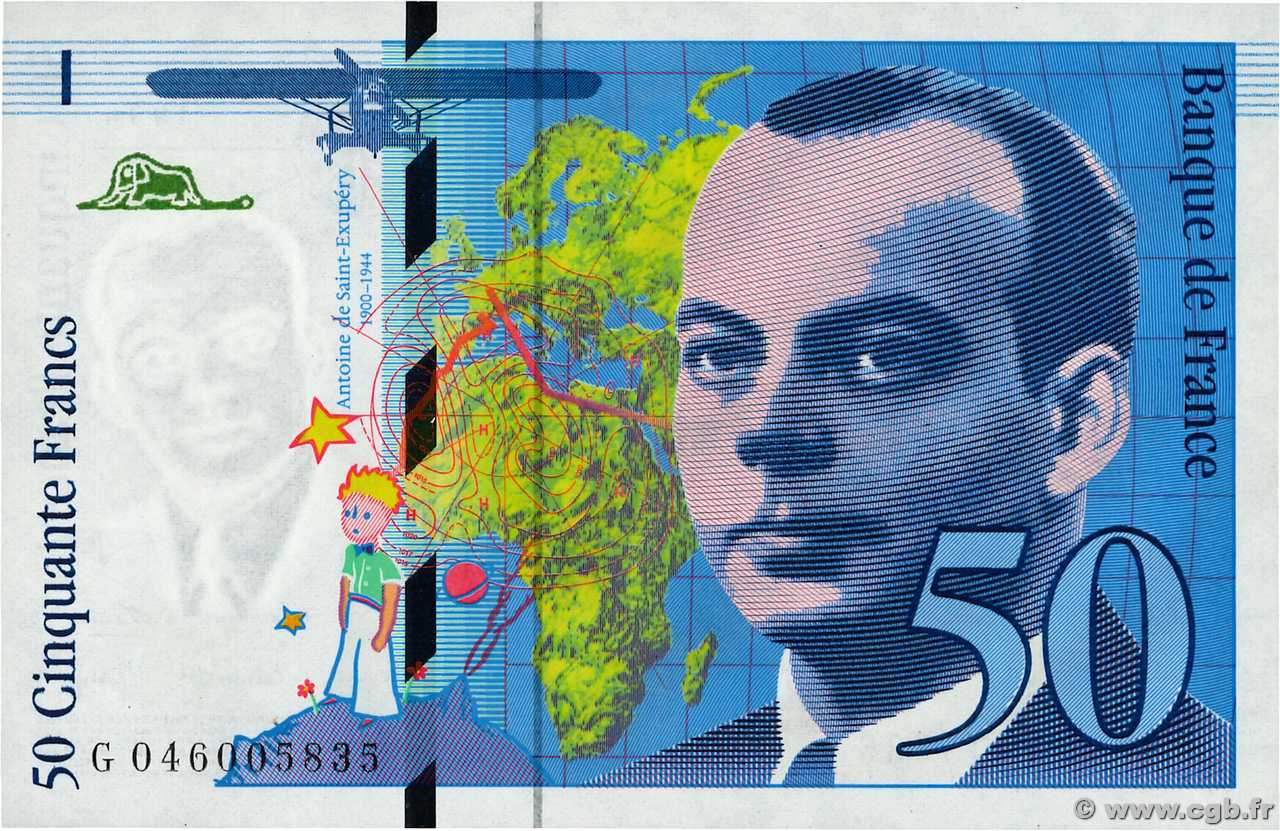 50 Francs SAINT-EXUPÉRY modifié FRANCE  1996 F.73.03 UNC-