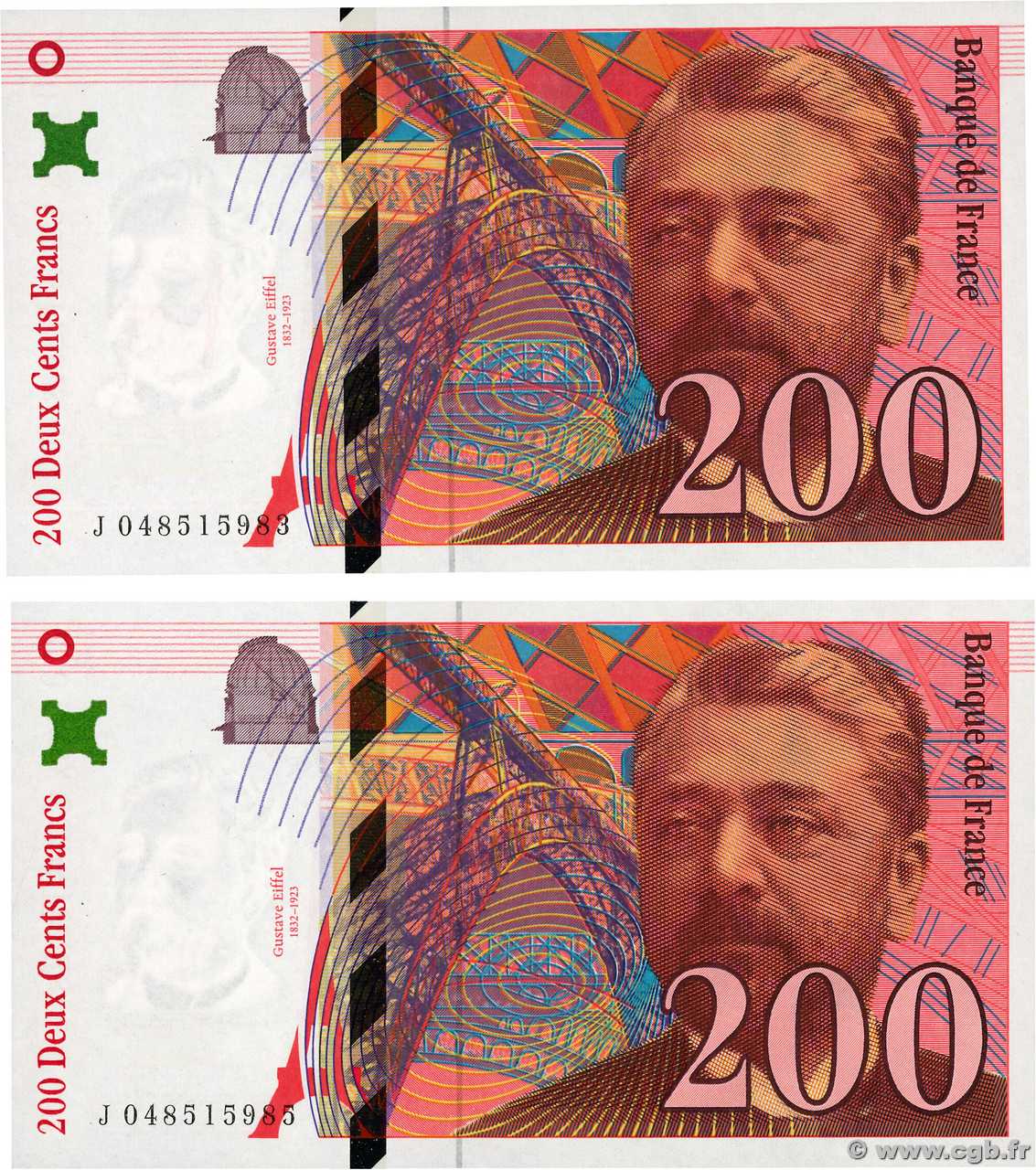 200 Francs EIFFEL Consécutifs FRANKREICH  1996 F.75.03b ST