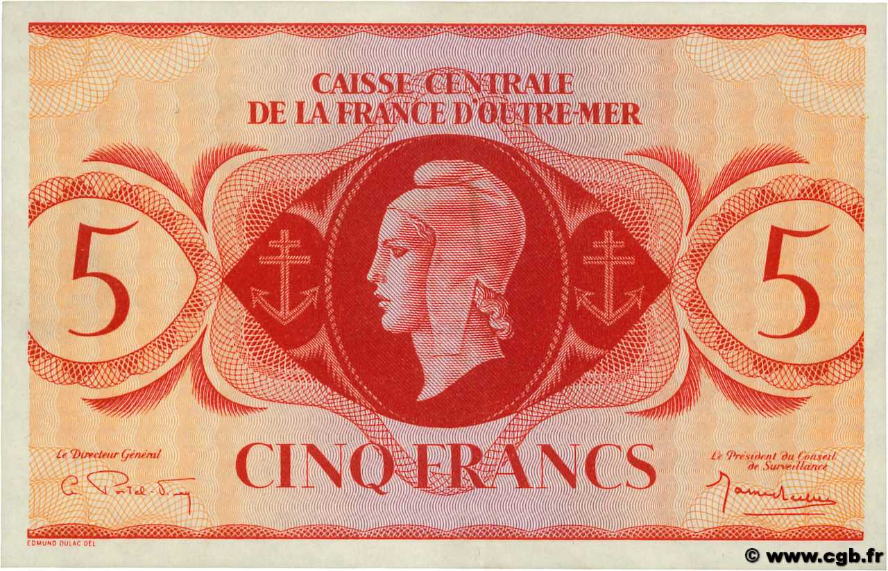 5 Francs FRENCH EQUATORIAL AFRICA  1943 P.15c XF
