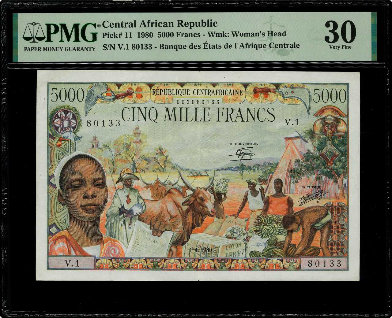 5000 Francs CENTRAFRIQUE  1980 P.11 TTB