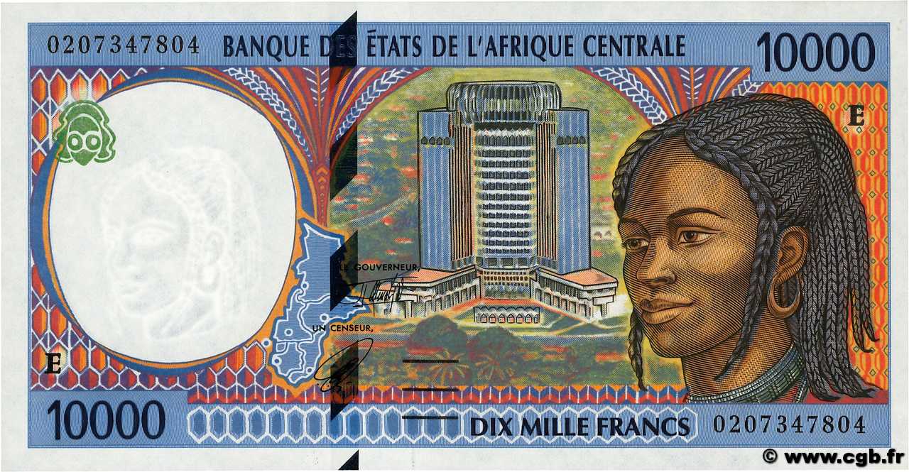 10000 Francs STATI DI L  AFRICA CENTRALE  2002 P.205Eg AU