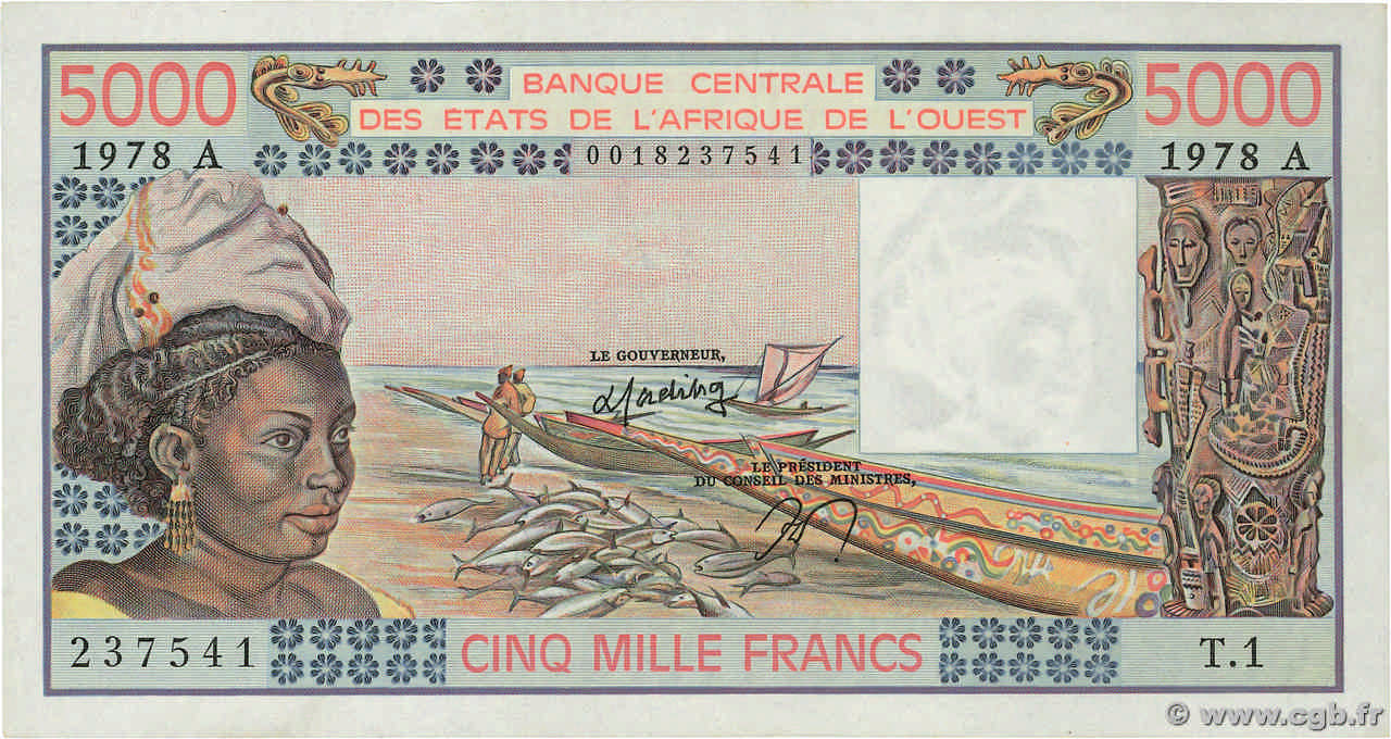 5000 Francs ÉTATS DE L AFRIQUE DE L OUEST  1978 P.108Ab pr.SPL