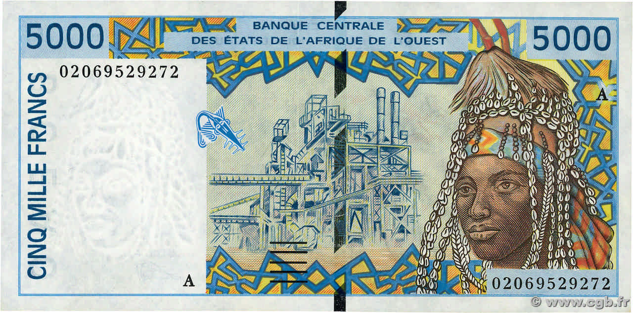 5000 Francs STATI AMERICANI AFRICANI  2002 P.113Al FDC