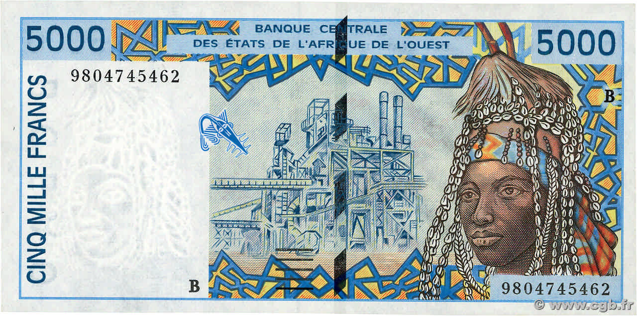 5000 Francs ÉTATS DE L AFRIQUE DE L OUEST  1998 P.213Bg pr.NEUF