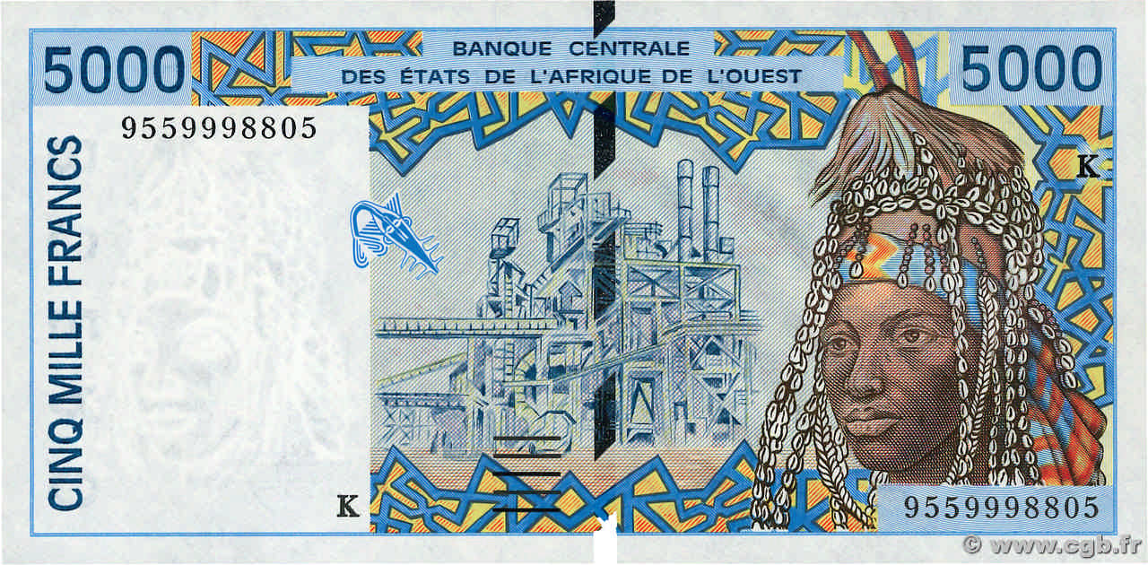 5000 Francs ESTADOS DEL OESTE AFRICANO  1995 P.713Kd FDC
