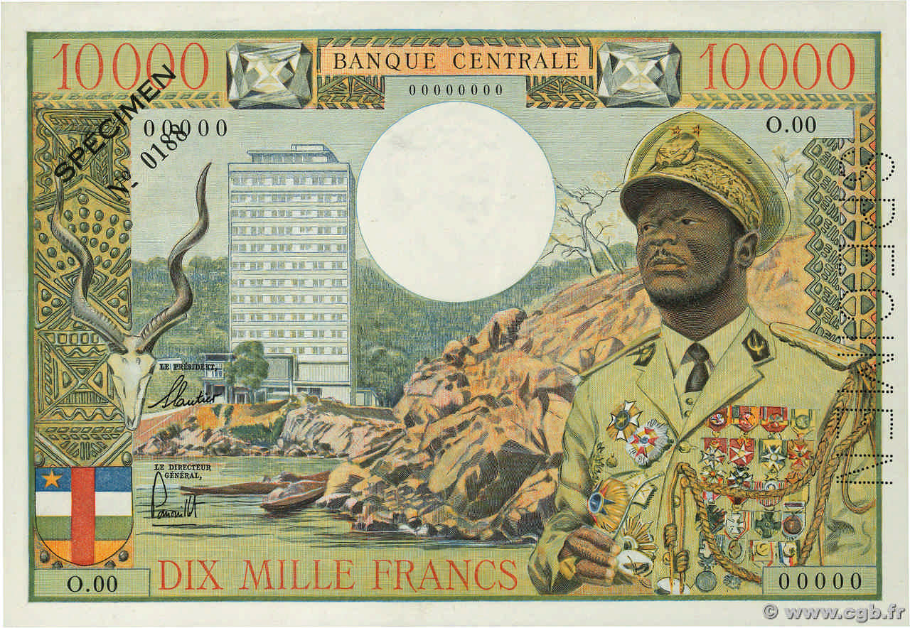 10000 Francs Spécimen ÉTATS DE L AFRIQUE ÉQUATORIALE  1968 P.07s SUP