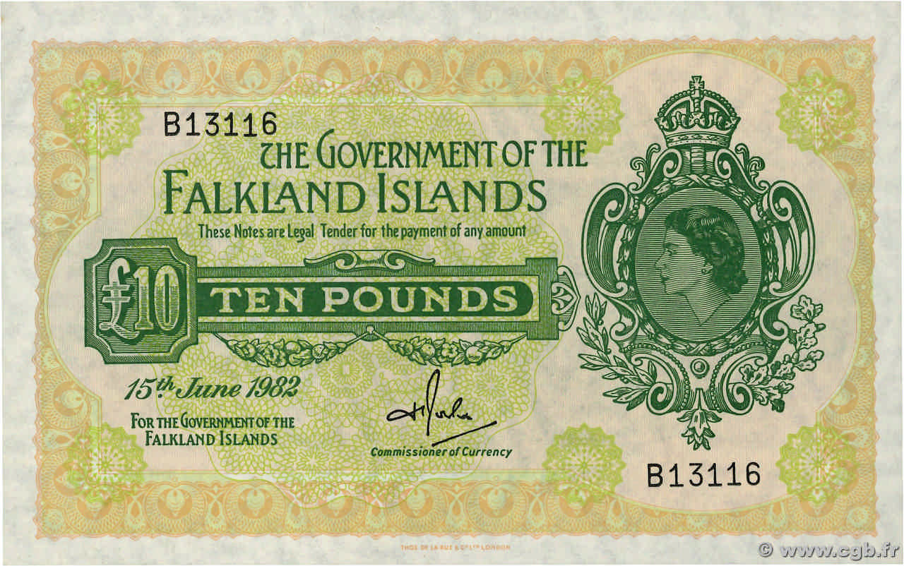 10 Pounds ISOLE FALKLAND  1982 P.11c q.FDC