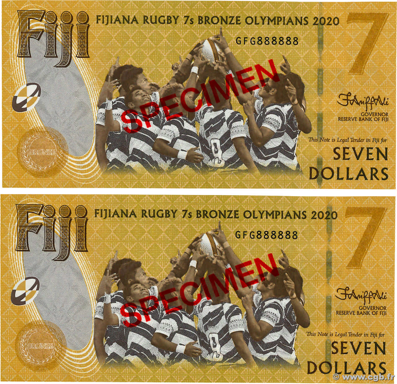 7 Dollars Spécimen FIDJI  2022 P.122s pr.NEUF