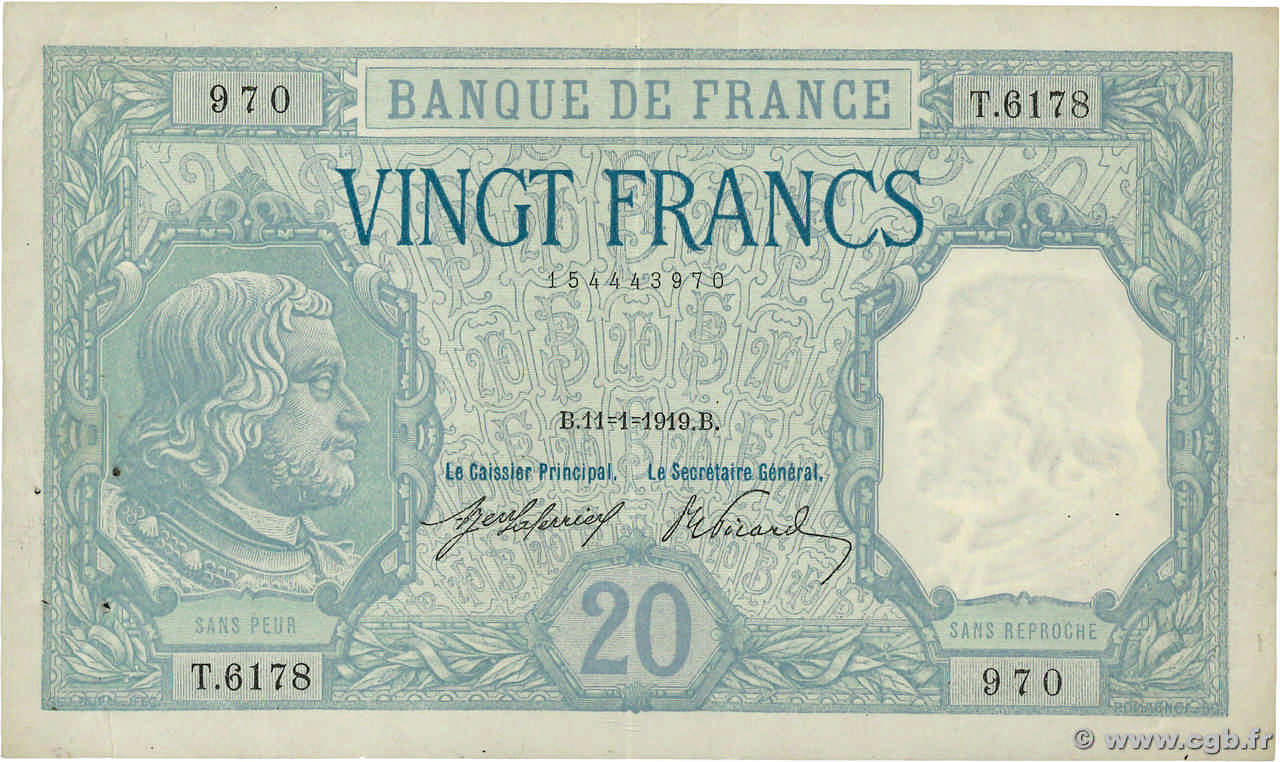 20 Francs BAYARD FRANCIA  1919 F.11.04 MBC