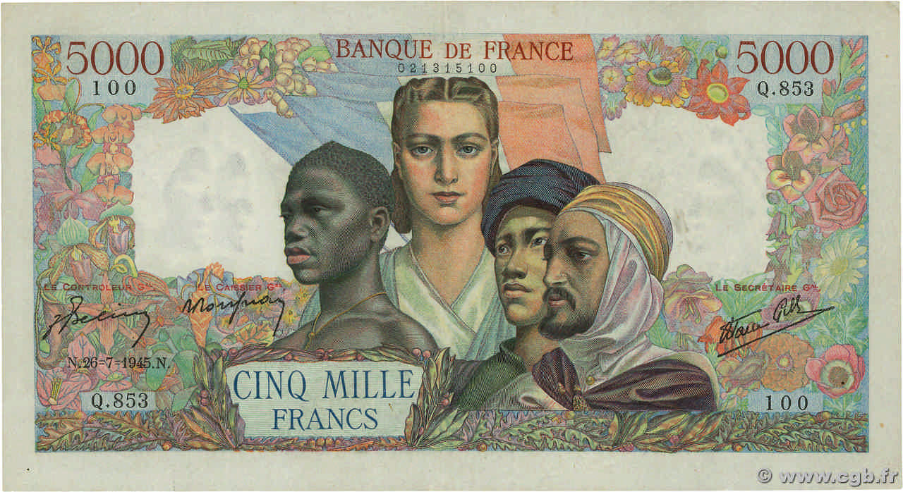 5000 Francs EMPIRE FRANÇAIS FRANCE  1945 F.47.36 TTB