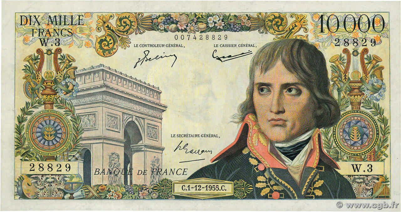 10000 Francs BONAPARTE FRANCIA  1955 F.51.01 MBC
