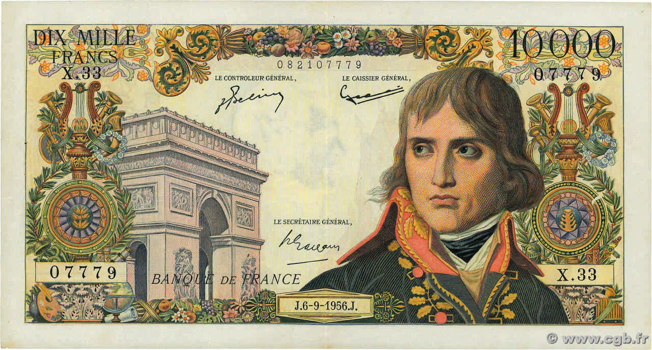 10000 Francs BONAPARTE FRANCIA  1956 F.51.04 MBC+