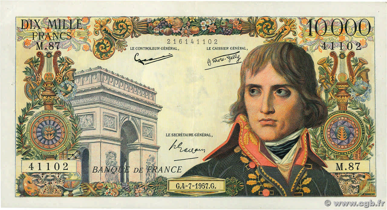 10000 Francs BONAPARTE FRANKREICH  1957 F.51.09 fVZ