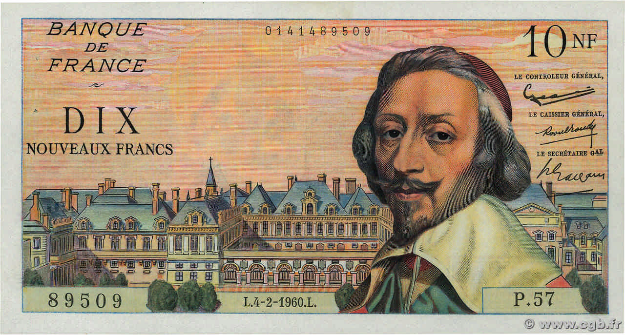 10 Nouveaux Francs RICHELIEU FRANCE  1960 F.57.05 SPL