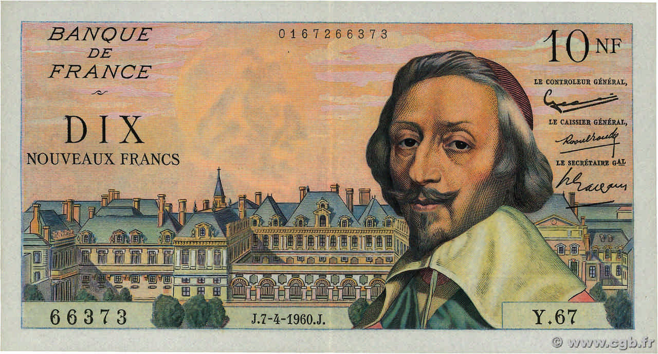 10 Nouveaux Francs RICHELIEU FRANCE  1960 F.57.06 pr.SPL