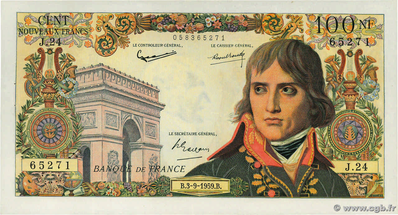 100 Nouveaux Francs BONAPARTE FRANKREICH  1959 F.59.03 fVZ