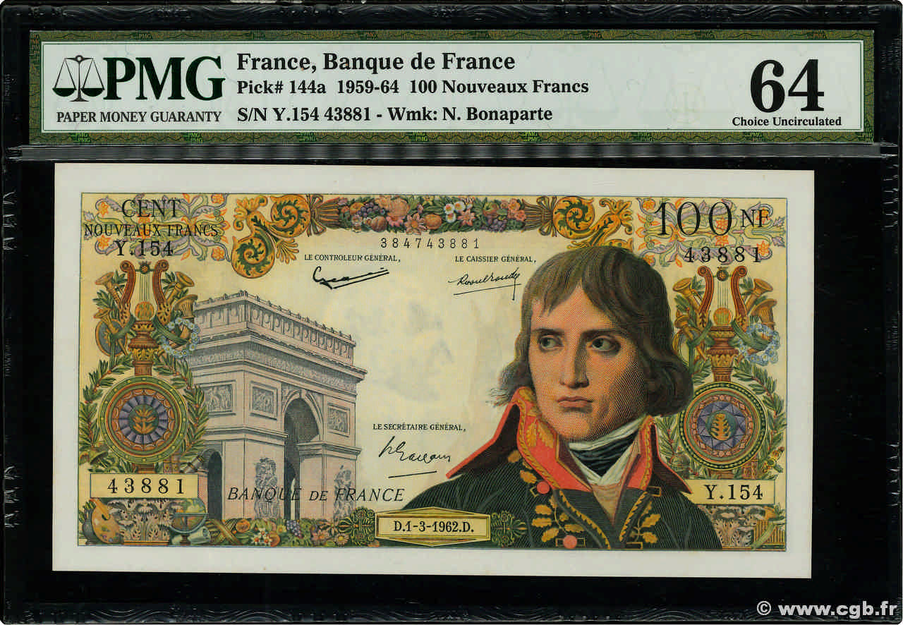 100 Nouveaux Francs BONAPARTE FRANCIA  1962 F.59.14 q.FDC