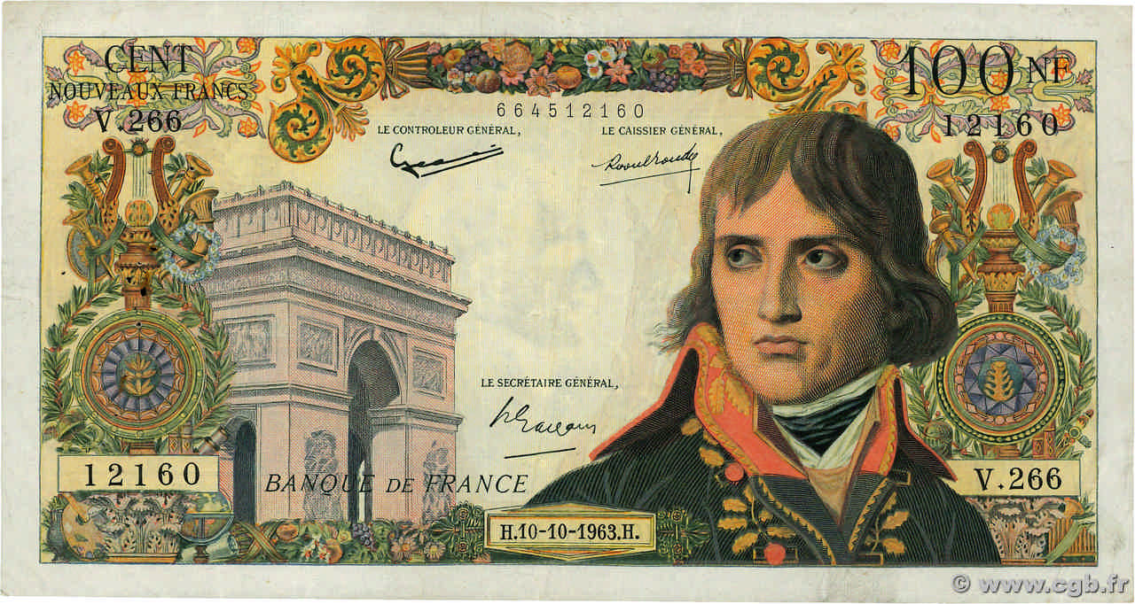 100 Nouveaux Francs BONAPARTE FRANCE  1963 F.59.23 VF-