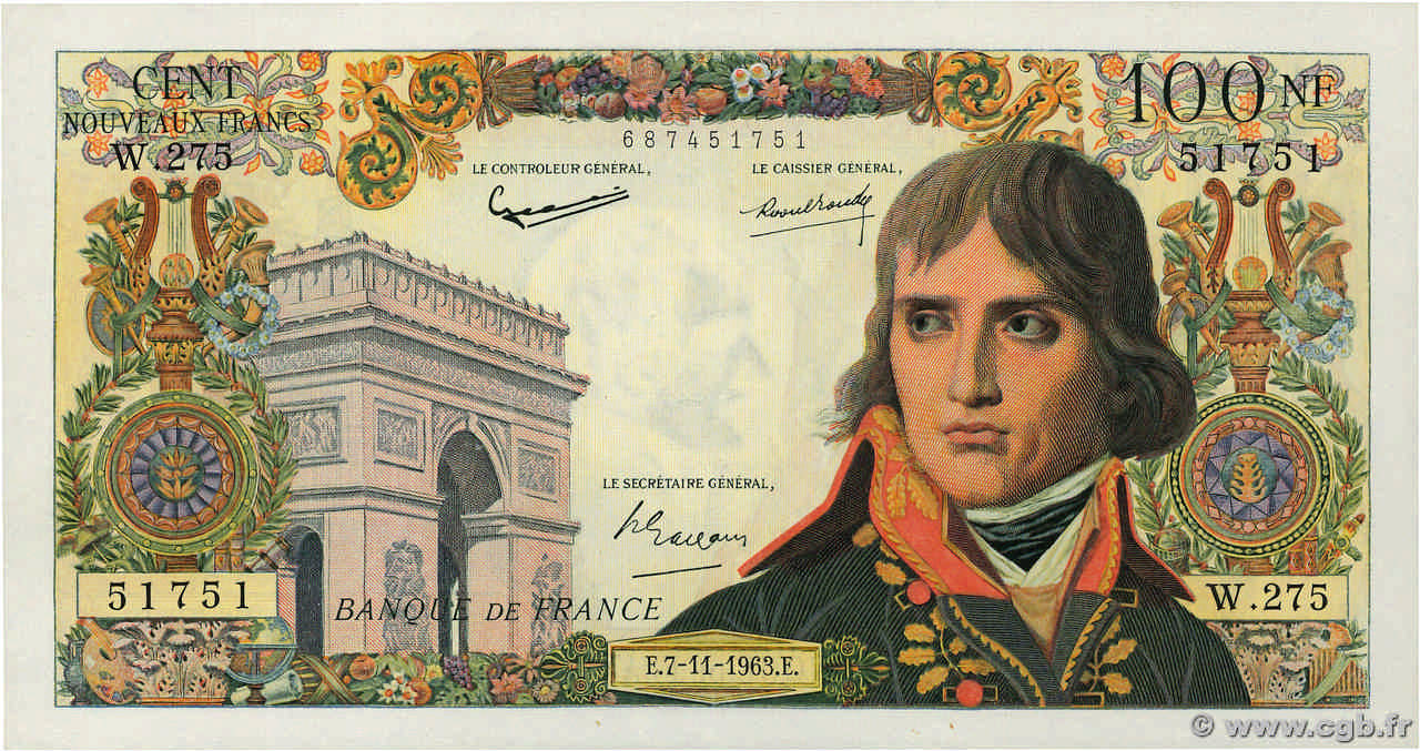 100 Nouveaux Francs BONAPARTE Numéro spécial FRANCE  1963 F.59.24 VF+