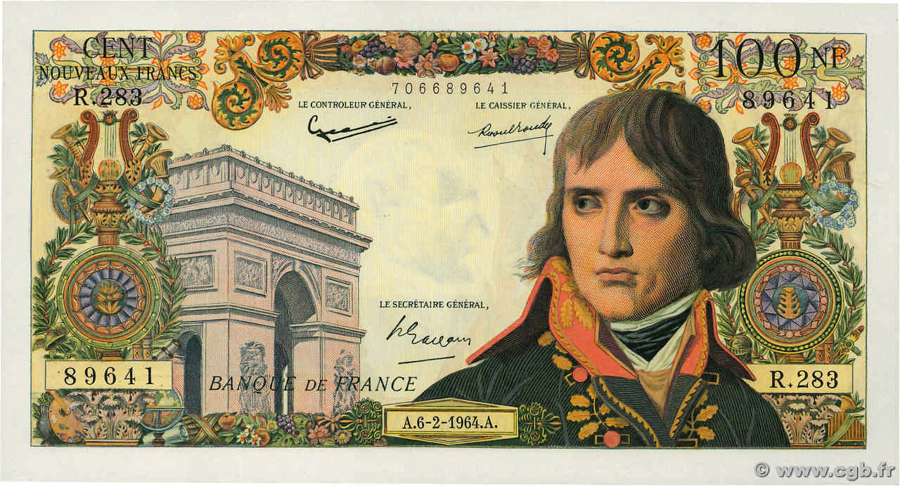 100 Nouveaux Francs BONAPARTE FRANKREICH  1964 F.59.25 VZ+