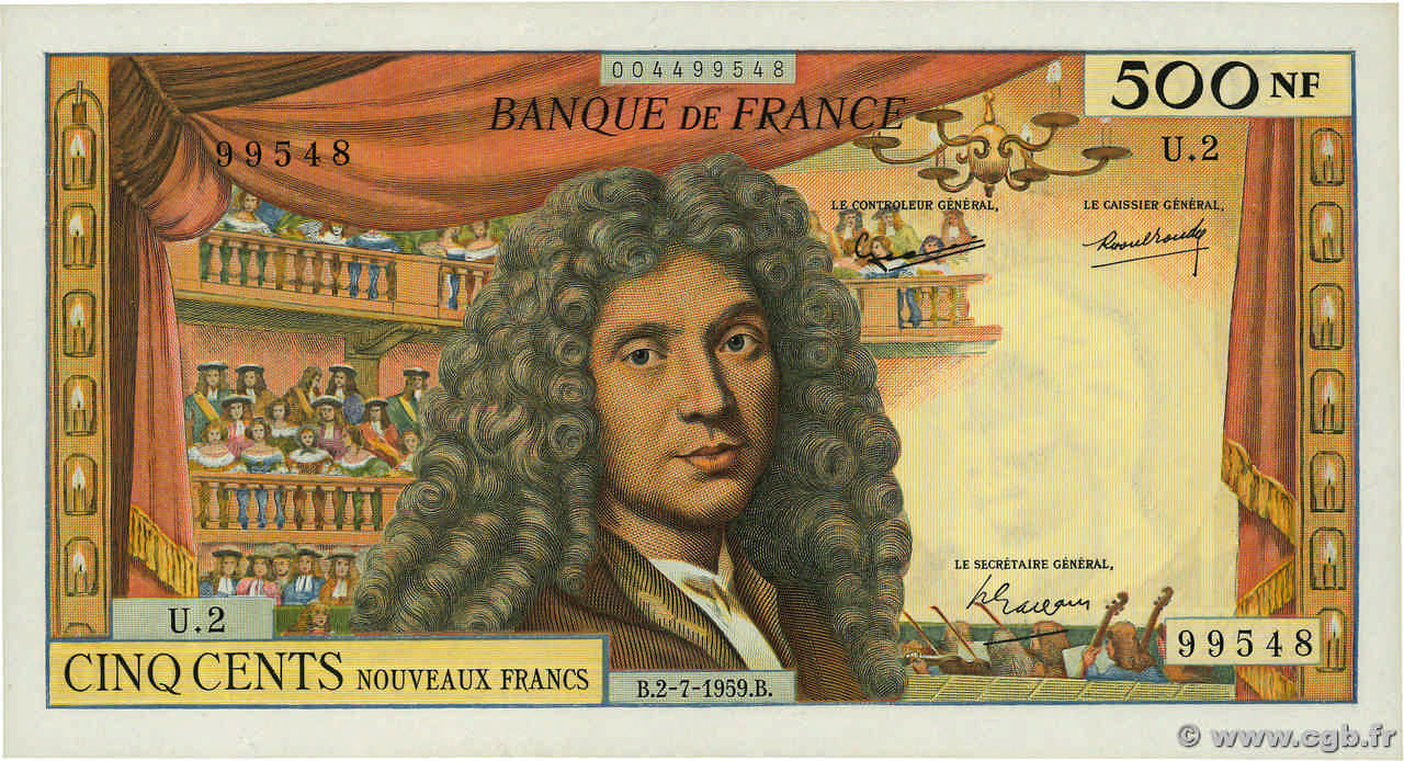 500 Nouveaux Francs MOLIÈRE FRANCIA  1959 F.60.01 EBC+