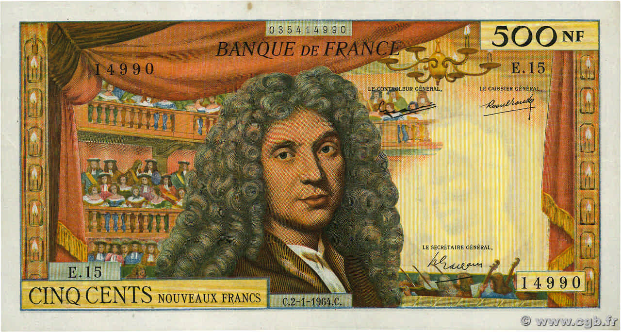 500 Nouveaux Francs MOLIÈRE FRANKREICH  1964 F.60.06 SS