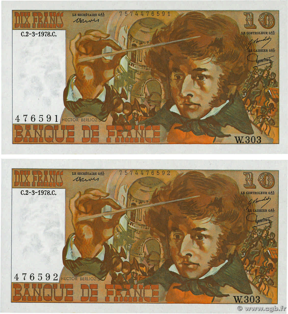10 Francs BERLIOZ Consécutifs FRANCE  1978 F.63.23 NEUF