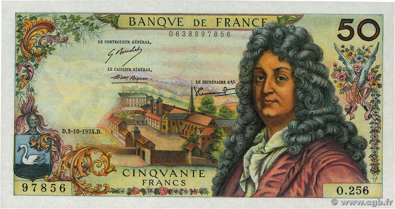50 Francs RACINE FRANCIA  1974 F.64.28 q.AU