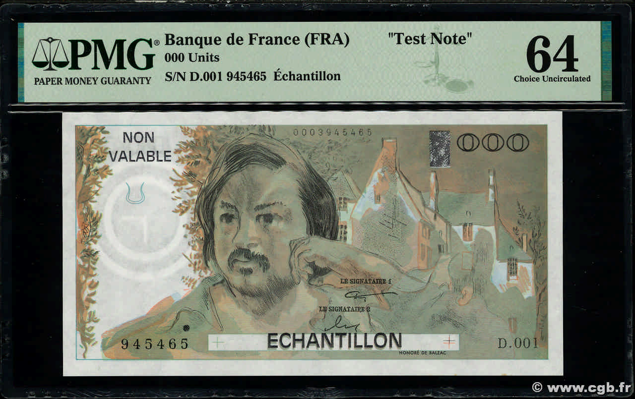 1000 Francs BALZAC Échantillon FRANKREICH  1980 EC.1980.01 fST+