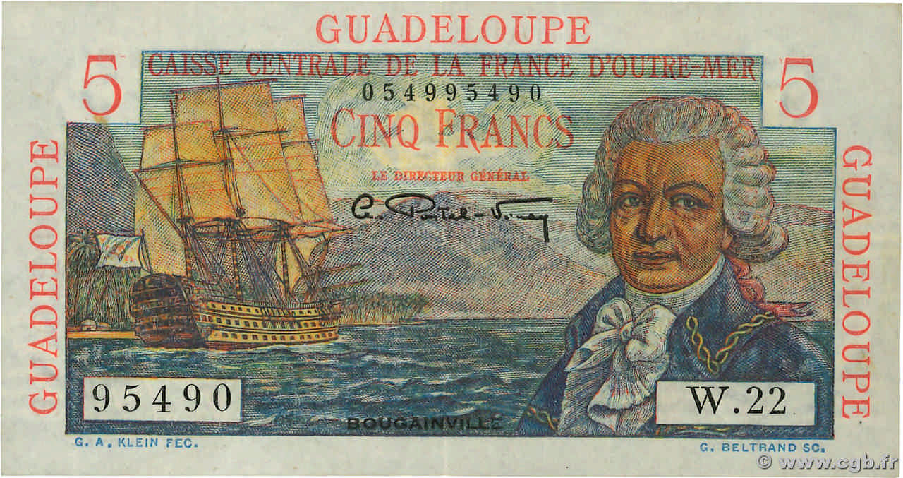 5 Francs Bougainville GUADELOUPE  1946 P.31 SS
