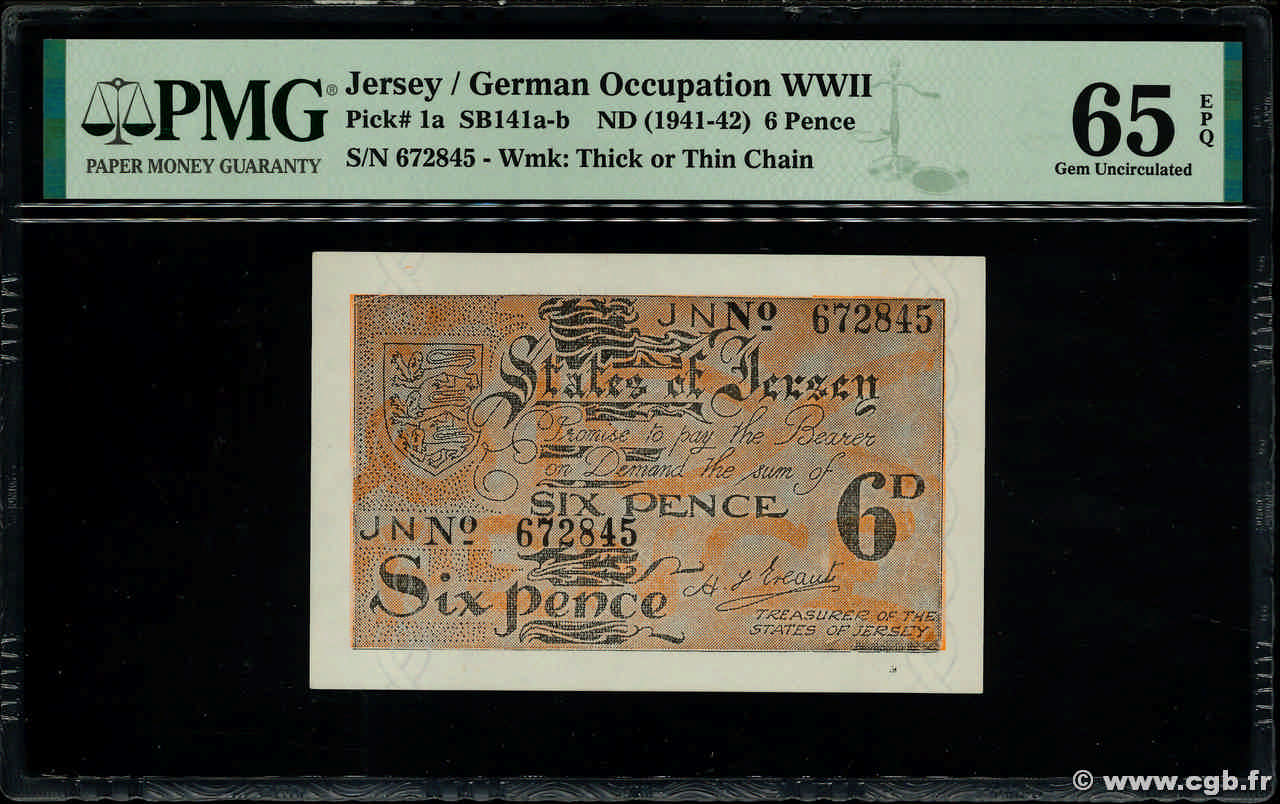 6 pence JERSEY  1941 P.01a NEUF