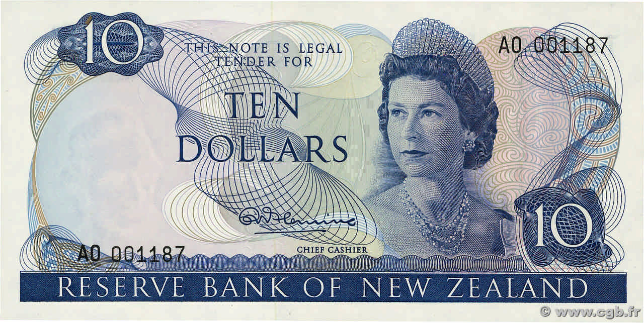 10 Dollars NEW ZEALAND  1967 P.166a UNC