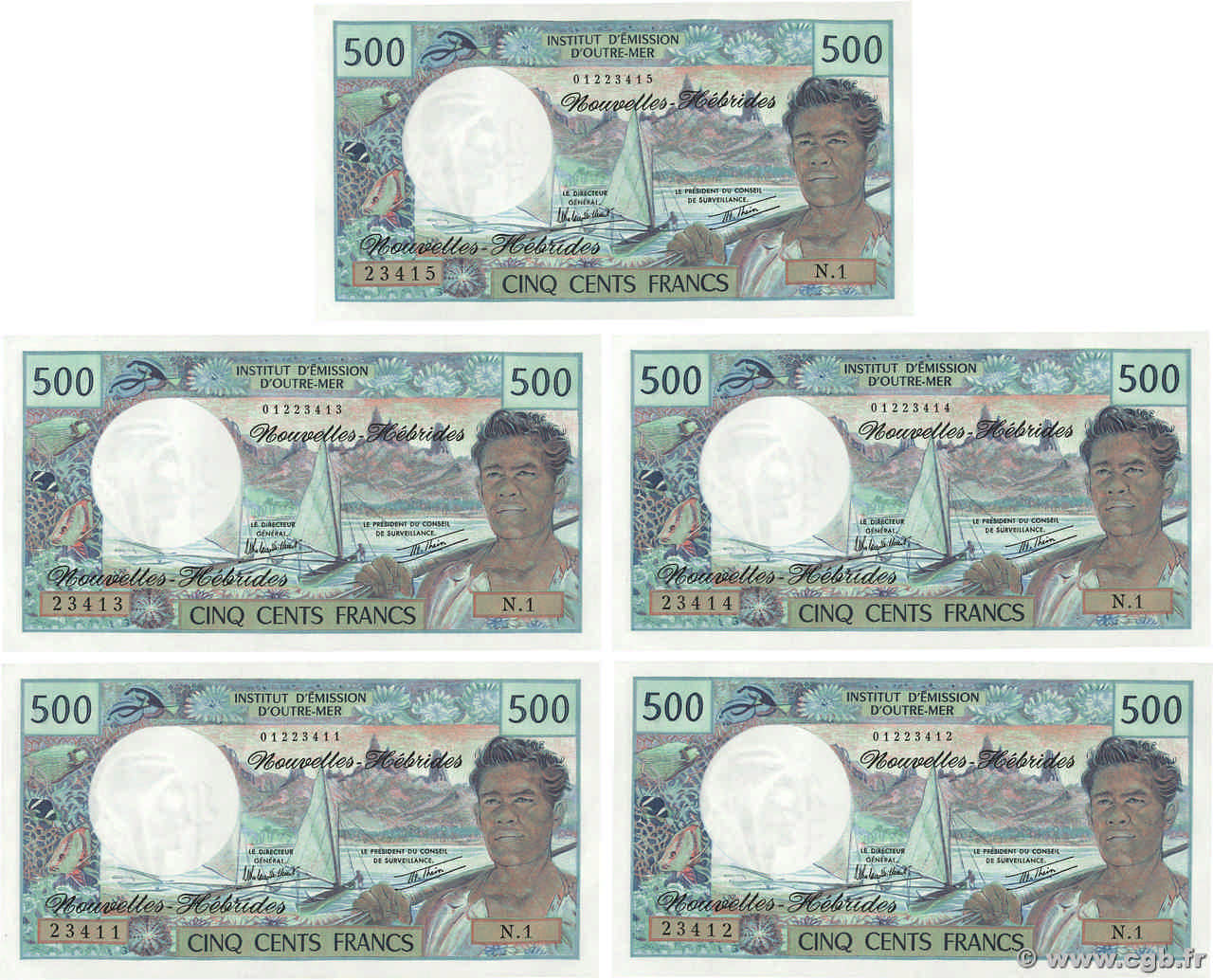 500 Francs Consécutifs NEW HEBRIDES  1980 P.19c UNC-