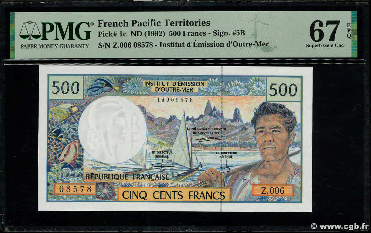 500 Francs FRENCH PACIFIC TERRITORIES  1992 P.01c ST