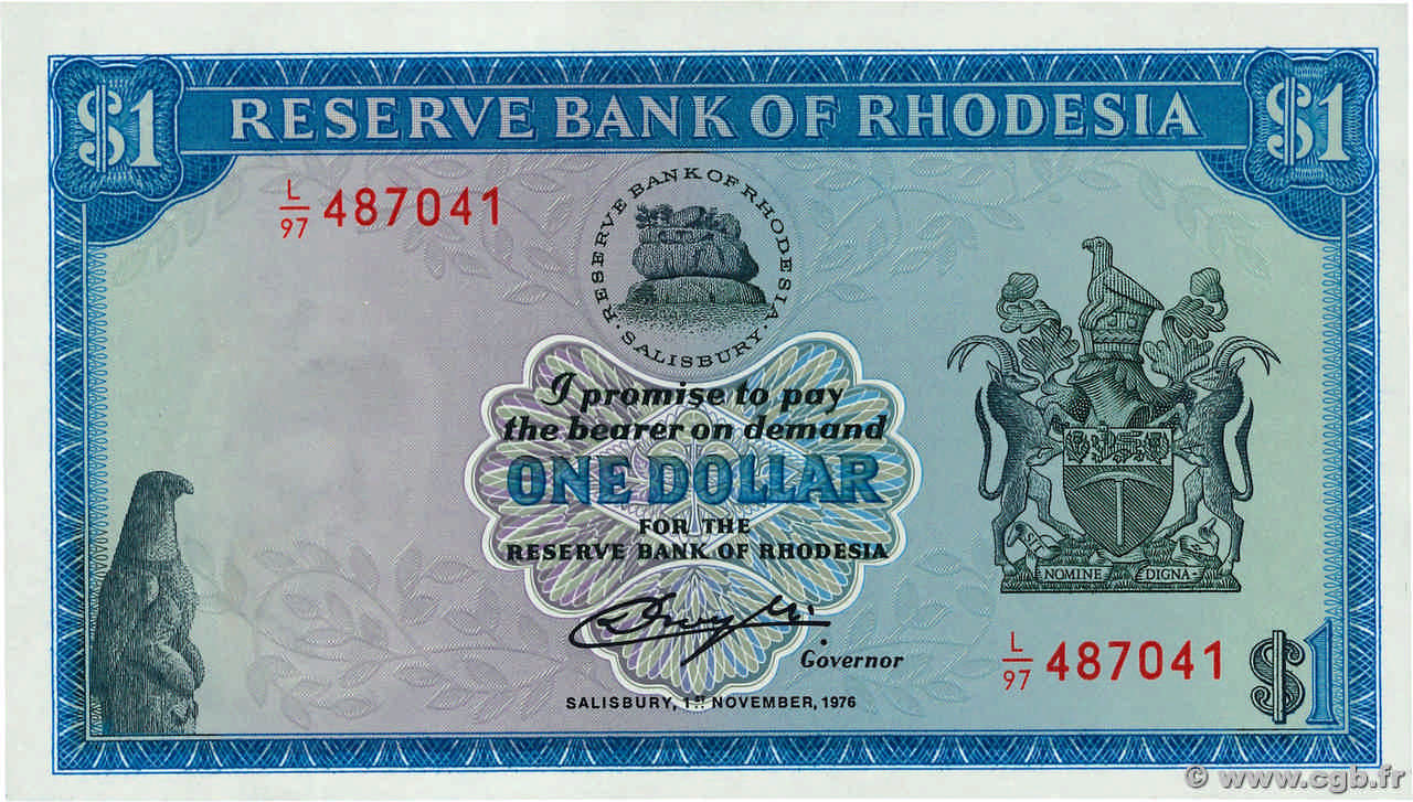 1 Dollar RODESIA  1976 P.34b FDC