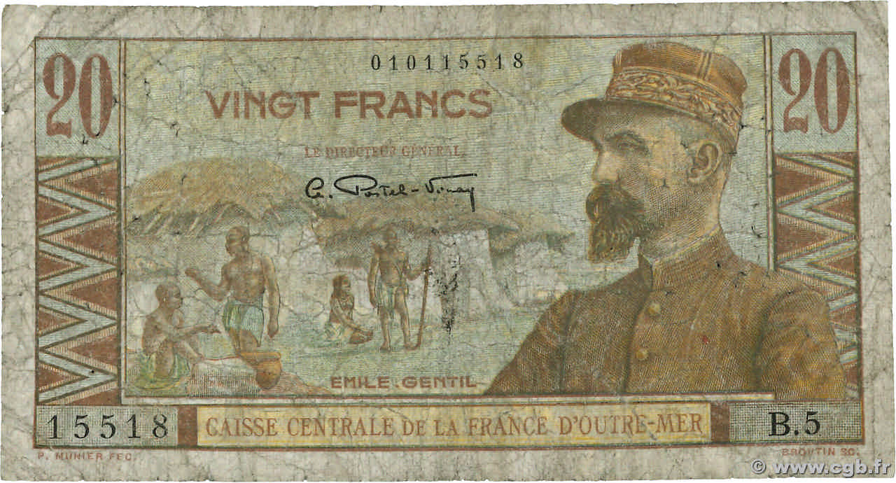 20 Francs Émile Gentil SAINT PIERRE ET MIQUELON  1946 P.20 pr.B