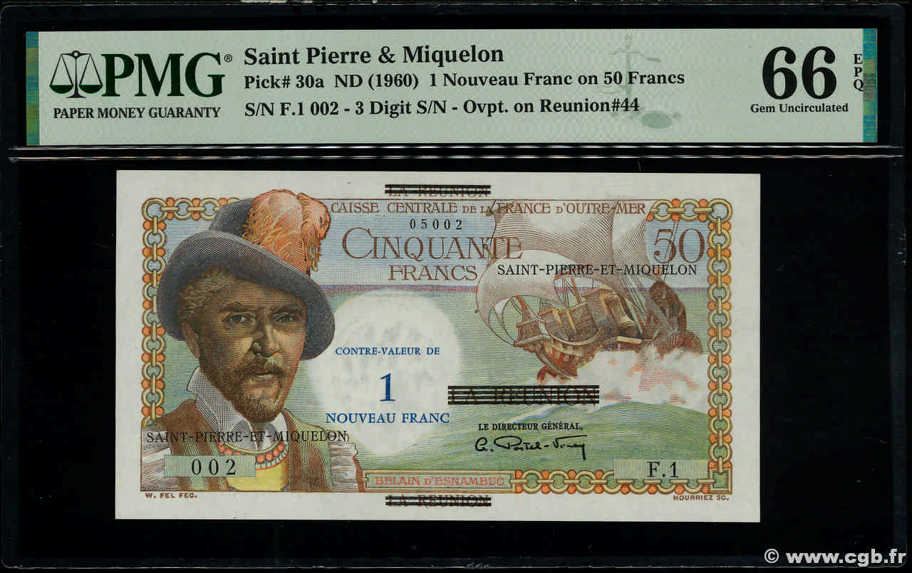 1 NF sur 50 Francs Belain d Esnambuc SAINT PIERRE E MIQUELON  1960 P.30a FDC