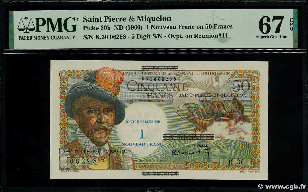 1 NF sur 50 Francs Belain d Esnambuc SAINT PIERRE ET MIQUELON  1960 P.30b NEUF