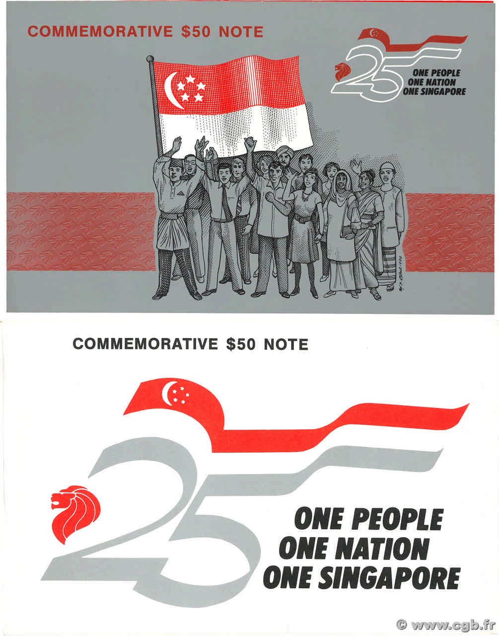 50 Dollars Set de présentation SINGAPORE  1990 P.30 UNC