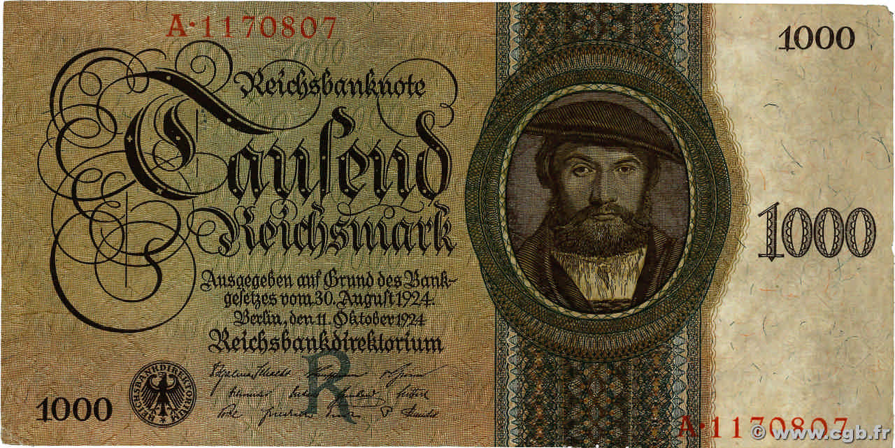 1000 Reichsmark ALEMANIA  1924 P.179 BC+