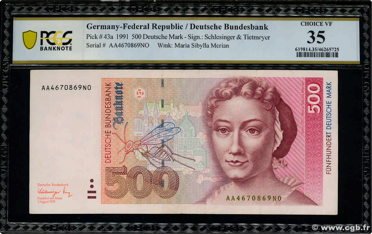 500 Deutsche Mark GERMAN FEDERAL REPUBLIC  1991 P.43a MBC+