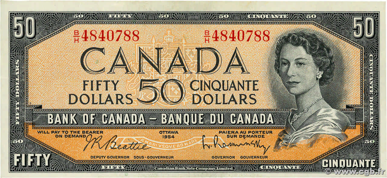 50 Dollars KANADA  1954 P.081b fVZ