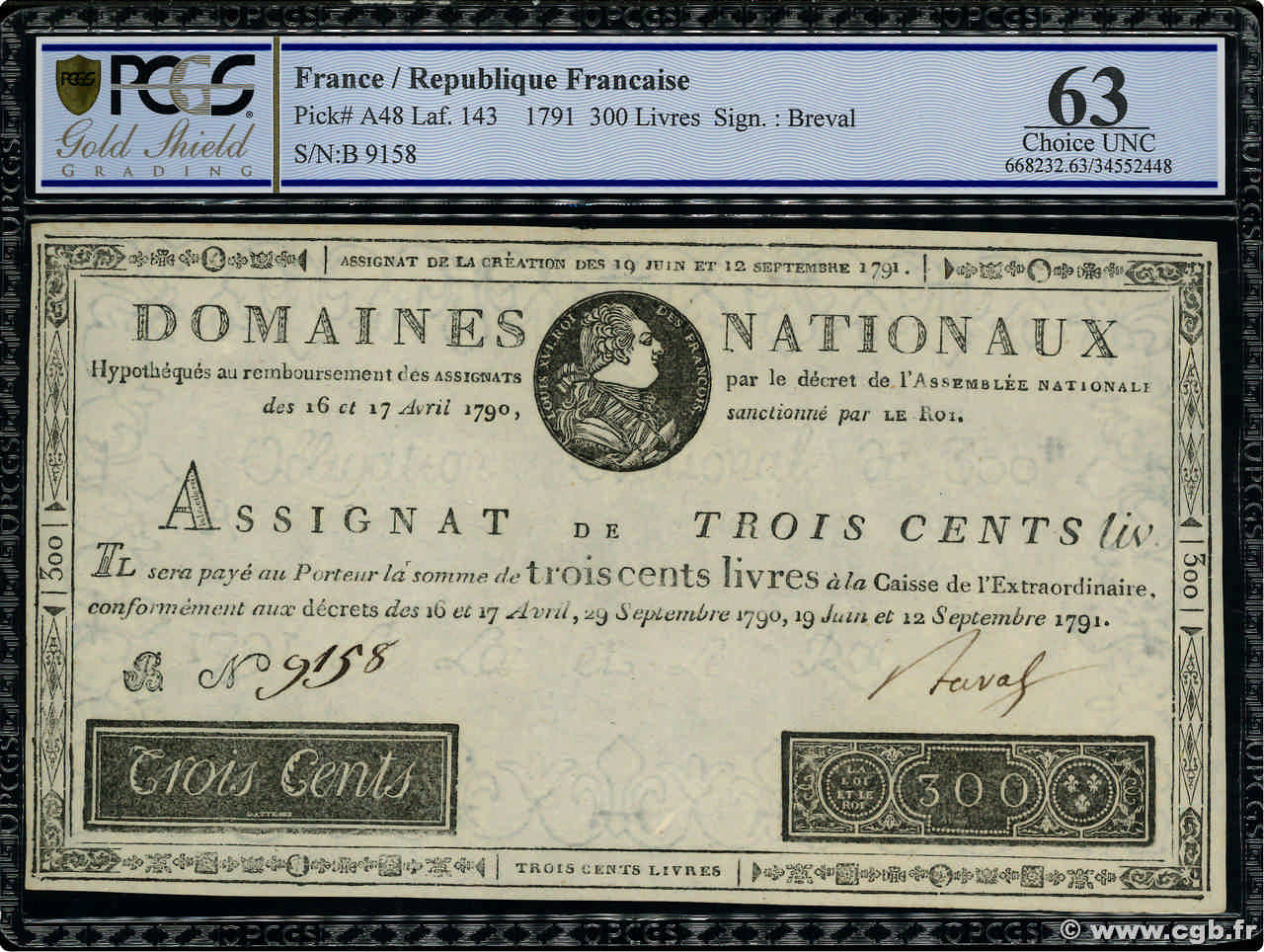 300 Livres FRANCIA  1791 Ass.18a q.FDC