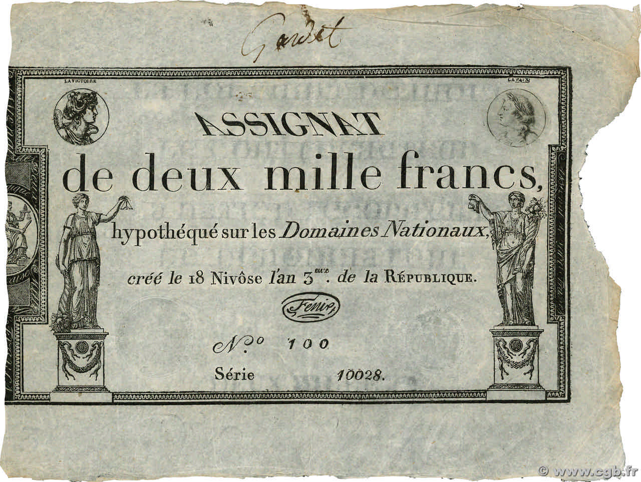 2000 Francs FRANCE  1795 Ass.51a XF+